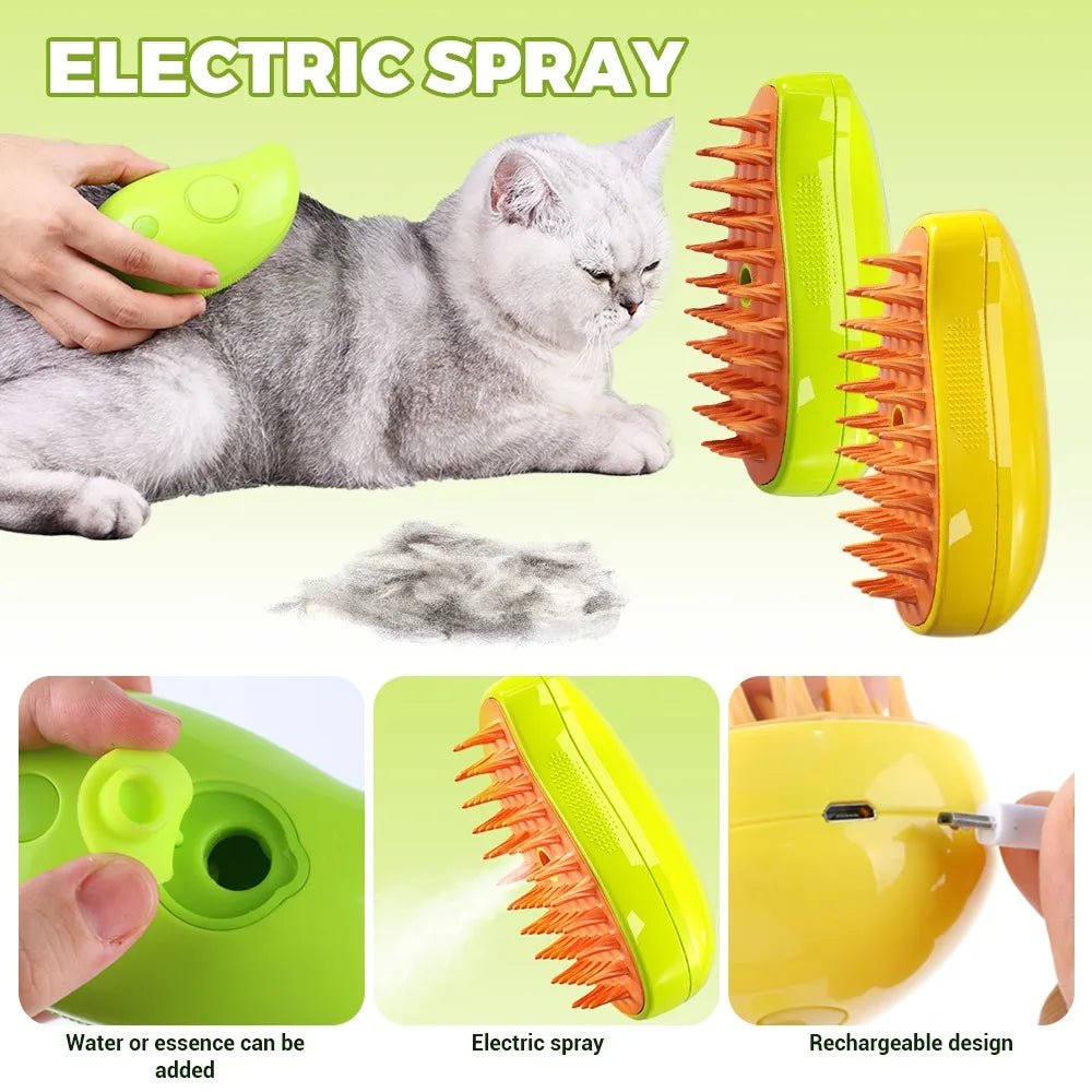 Cat Dog Steamy Brush Steam Brush Electric Sprayer for Massage Pet Grooming Tool Shedding 3 in 1 Electric Sprays Massage Combs